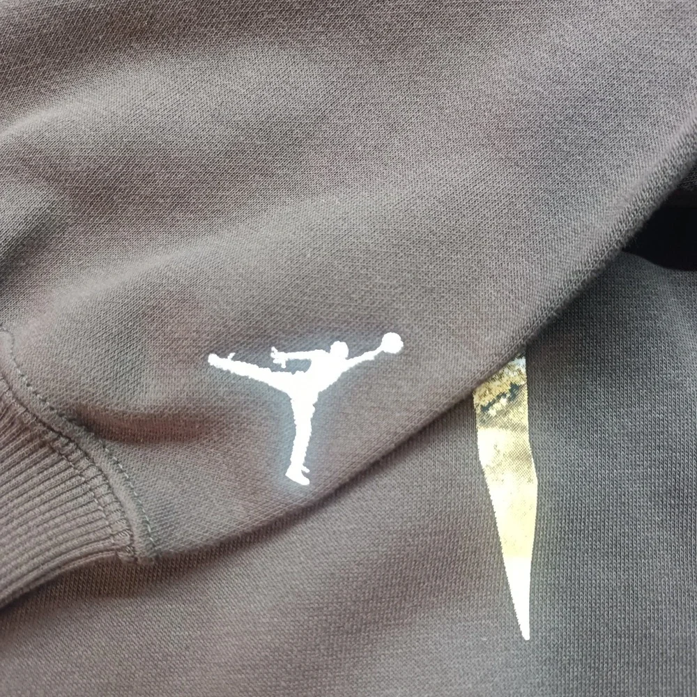 Jordan Brooklyn Mens S Brown Camo Graphic Crewneck Sweatshirt Fleece Pullover